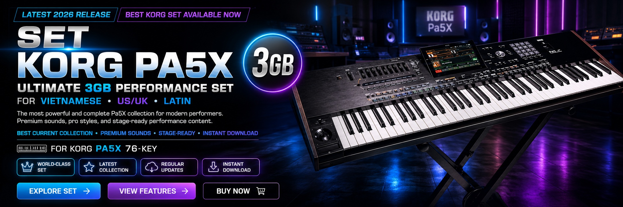 Korg Pa5X 3GB SET for Vietnamese, US UK and Latin music banner