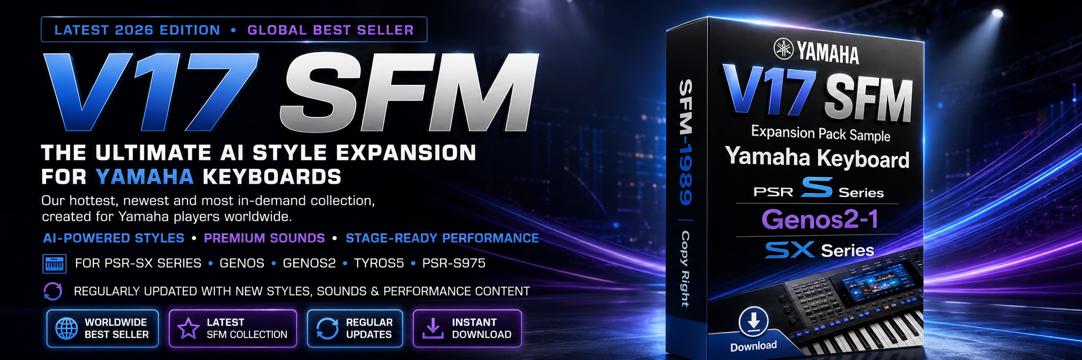 V17 SFM AI Style Expansion Pack for Yamaha keyboards banner